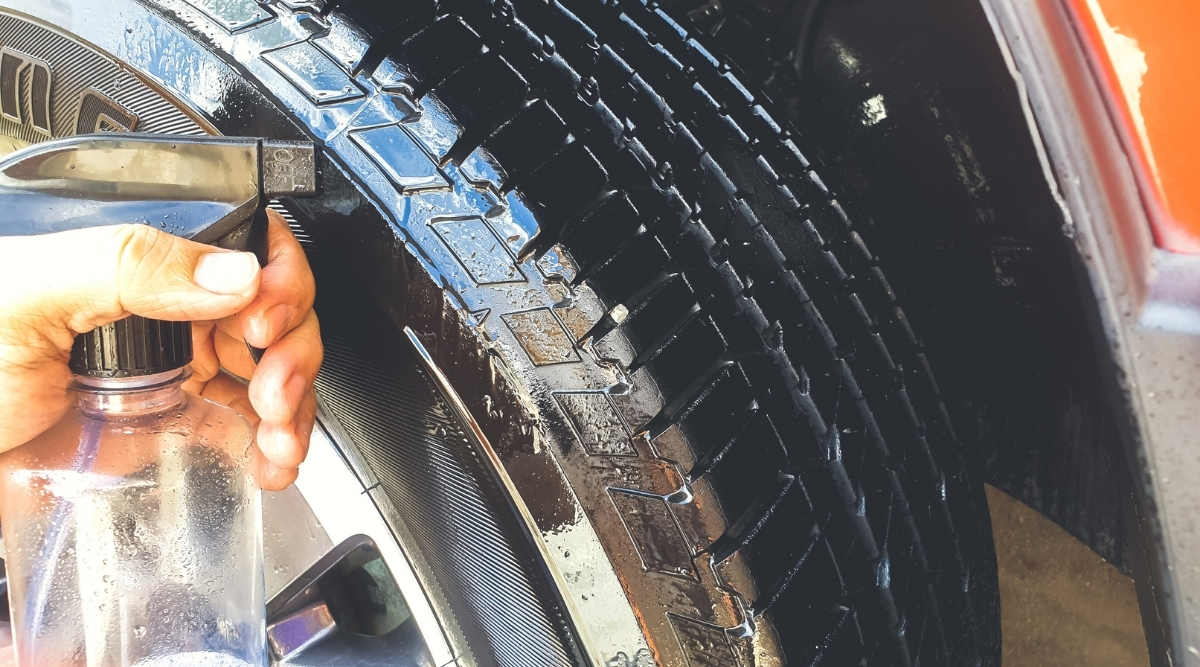 Tire Dressing Being Placed on Tire