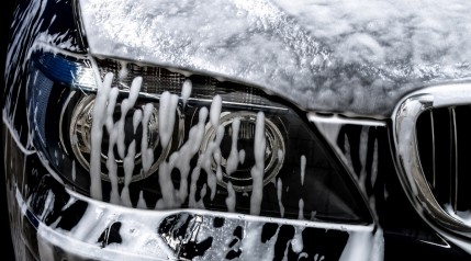 Car Getting Washed with Soap