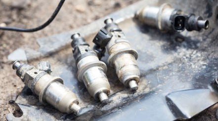 a car's dirty fuel injectors