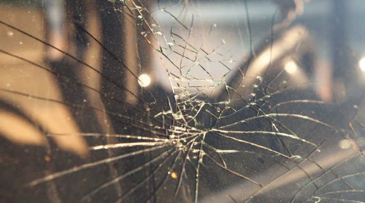 Cracked windshield from the outside