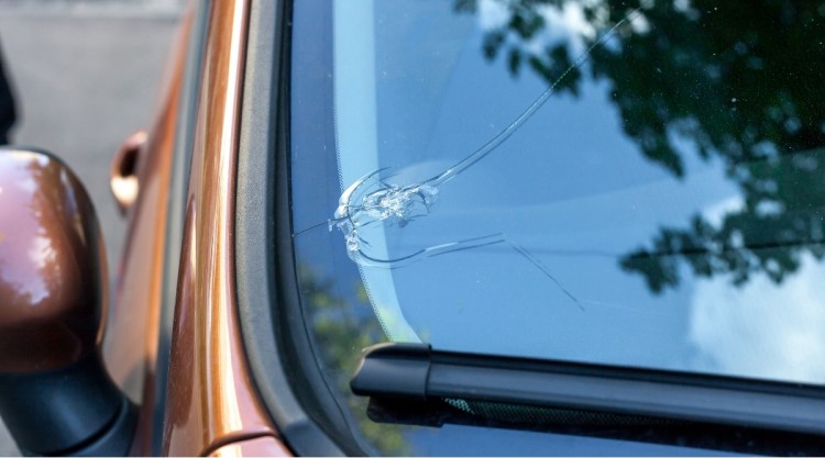 Car with Cracked Windshield