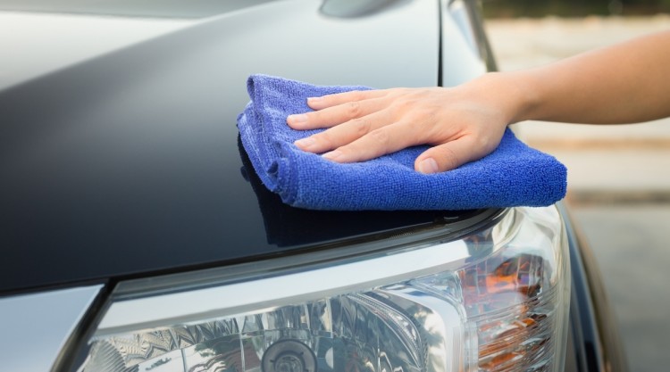 Microfiber Towel Being Used on Car