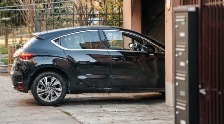 Car Pulling Into Garage with Parking Aid