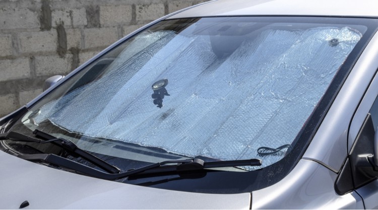 Car with Sun Shade in Summer