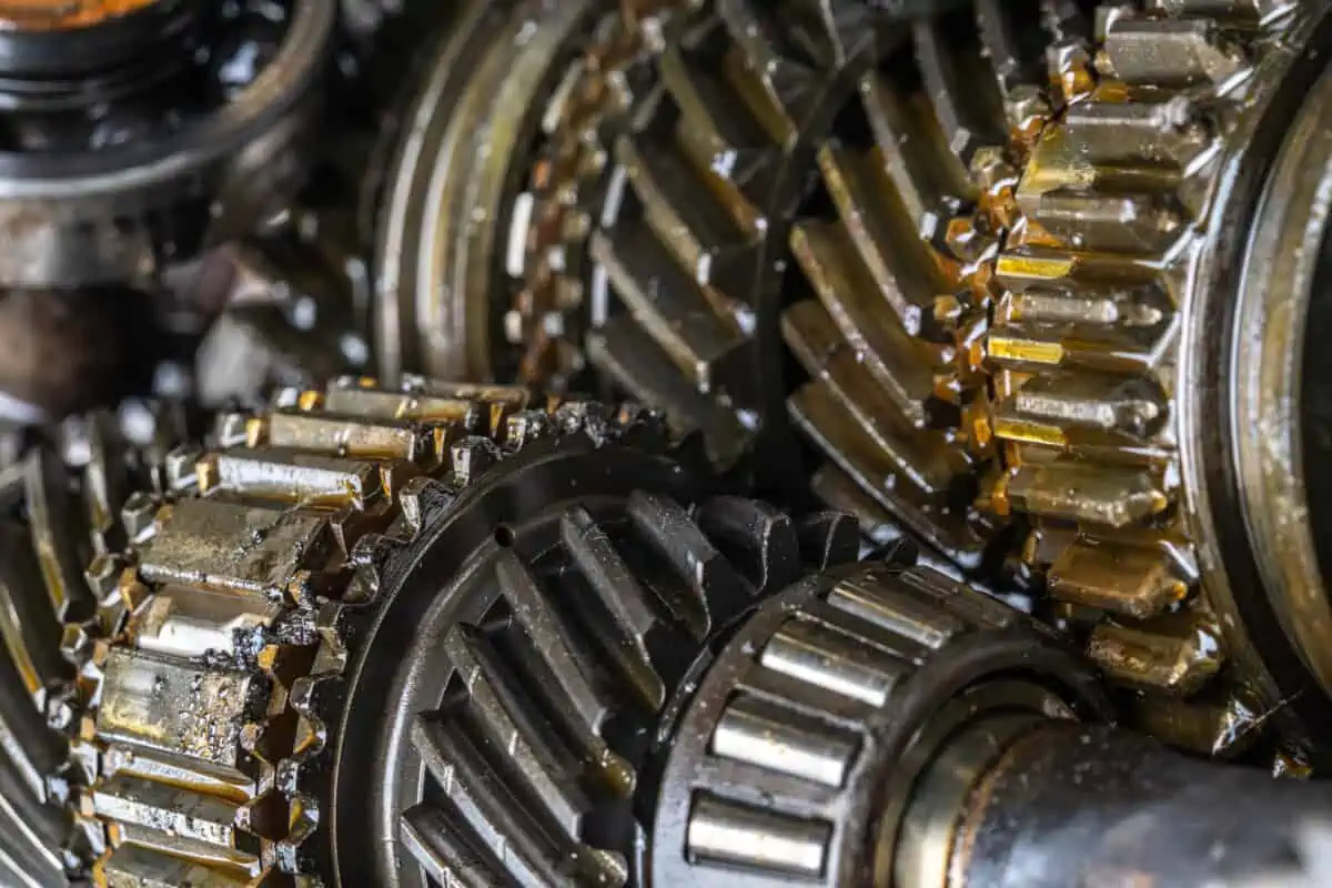 Close up of gears inside a car transmission