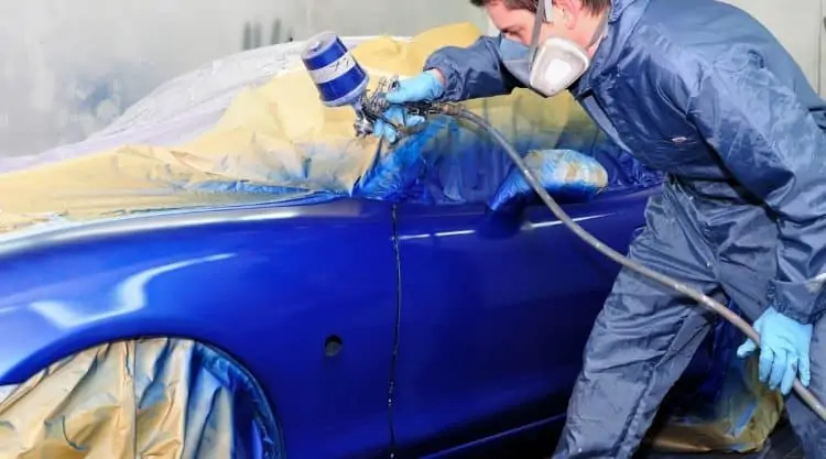 Painting Car with Spray Gun