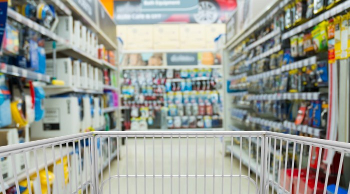 A store aisle full of automotive accessories and equipment