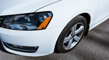 Front side of a white car