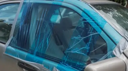 Covered Broken Car Window
