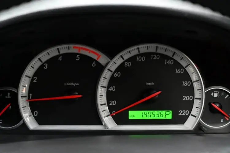 Mileage on dashboard odometer