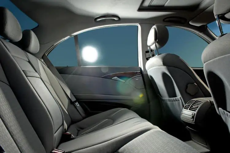 Sun shining into the interior of a car with tinted windows
