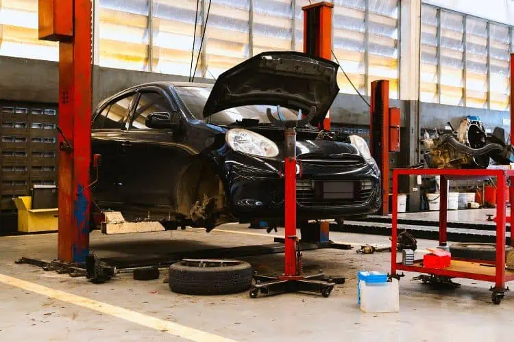 Car in repair shop