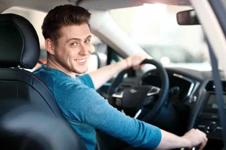 Happy man driving