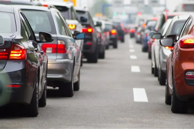 cars stuck in traffic