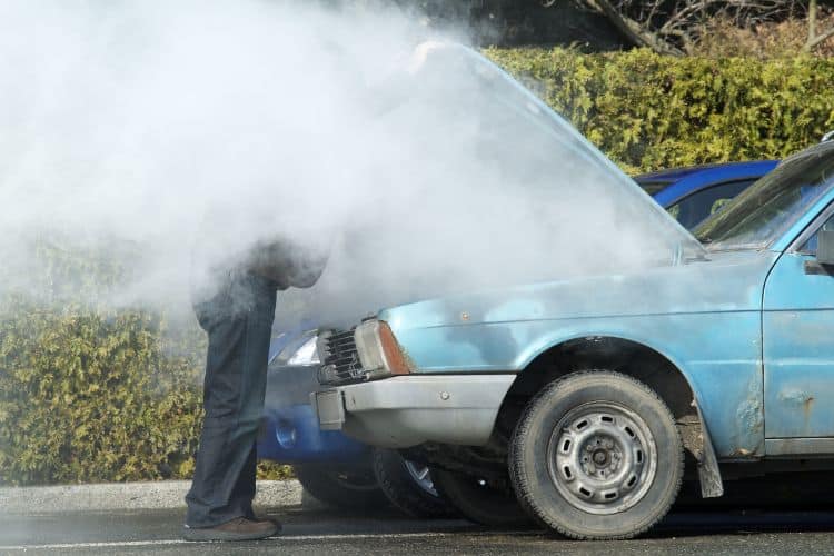 Smoke coming out of engine